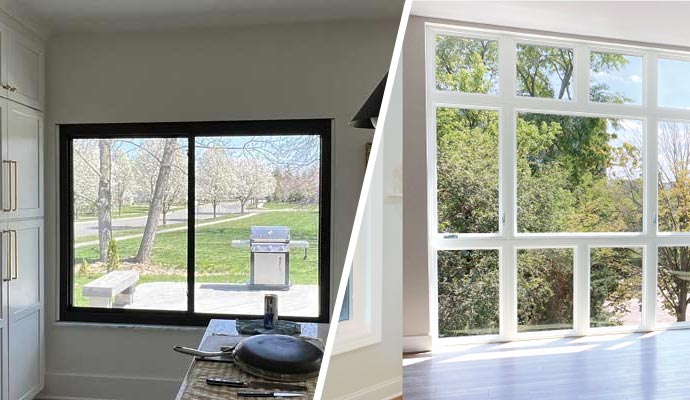 Collage of slider window and picture window