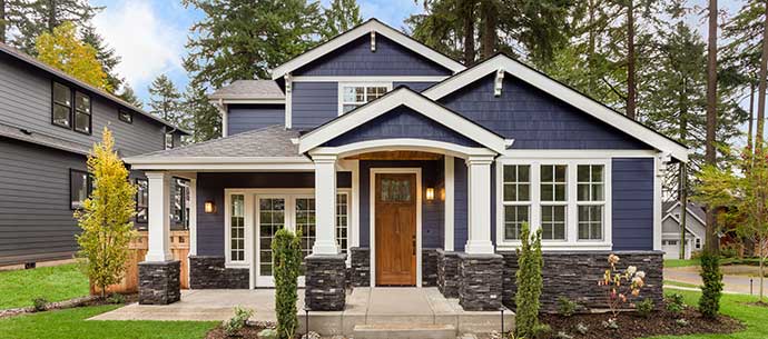 House Front View, Entry Door, Windows