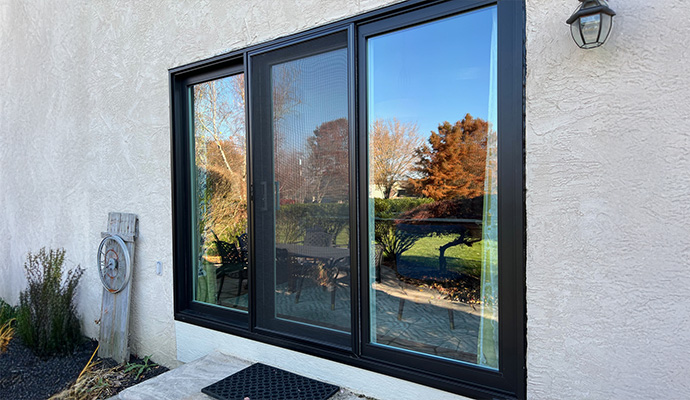 Collage of sliding door and patio doors