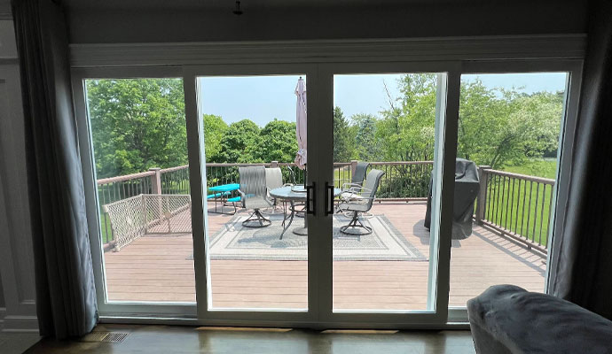 Installed sliding doors in a house